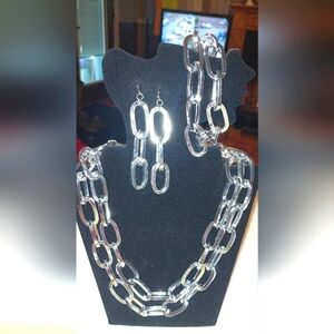 Ashley Stewart 3pc Silver Jewelry Set Nwot Smoke Free Home 44 In Plus 5 In ext
